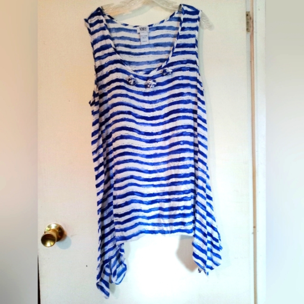 Monroe and Main Blue & White‎ Striped Tank Top. Size 2X